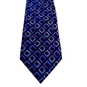 J.S.BLANK & CO. NY geometric multicolor 3D diamond pattern on black silk 3” tie